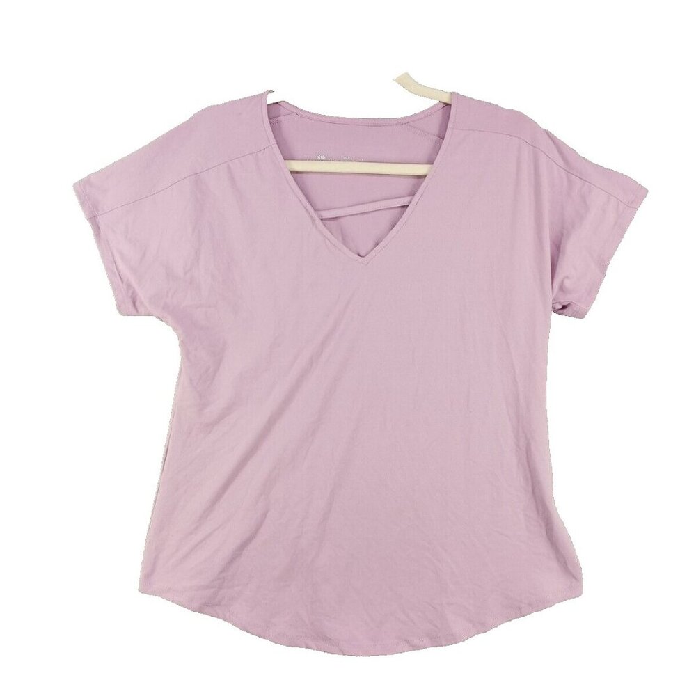 TRANQUILITY Active Women T-shirt Casual Lilac SMALL(4-6) V-neck Knit